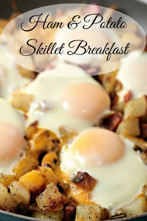 Potato Skillet Breakfast, Breakfast Starters, Ham And Potatoes, Breakfast Ham, Breakfast Potatoes Skillet, Ham Leftovers, Skillet Breakfast, Potatoes And Ham, Potato Skillet