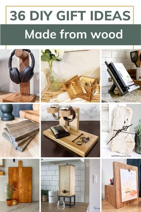 Are you looking for gift ideas for those hard to buy for people on your gift list? How about a handmade DIY wood gift? Everyone loves handmade gifts and you're sure to find the perfect one in this list of 36 DIY wood gifts you can make! Diy Wood Gifts, Wood Gift Ideas, Woodworking Christmas Gifts, Wood Gifts Diy, Wooden Anniversary Gift, Wooden Items, Wood Projects For Beginners, Small Woodworking Projects, Diy Wooden Projects