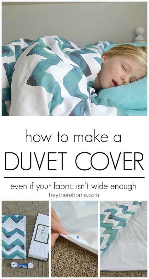 How to Make a Twin Duvet Cover - sew your own twin duvet cover with the fabric of your choice to add a ton of color and pattern to your kids bedroom and bedding! Get the complete tutorial by clicking through to the full post!  #sewing #sewingtutorial #kidsbedding #kidsroom #fabric #bedroomdecor #bedding #kidsbedroom #chevron #bedroomdecor #bedroomideas #kidsroom #kids #bedroom #bed #duvetcover #twinbed #colorful Make A Duvet Cover, Sac Diy, Sew Ins, Beginner Sewing Projects Easy, Leftover Fabric, Sewing Projects For Beginners, Sewing Skills, Easy Sewing Projects, Diy Couture