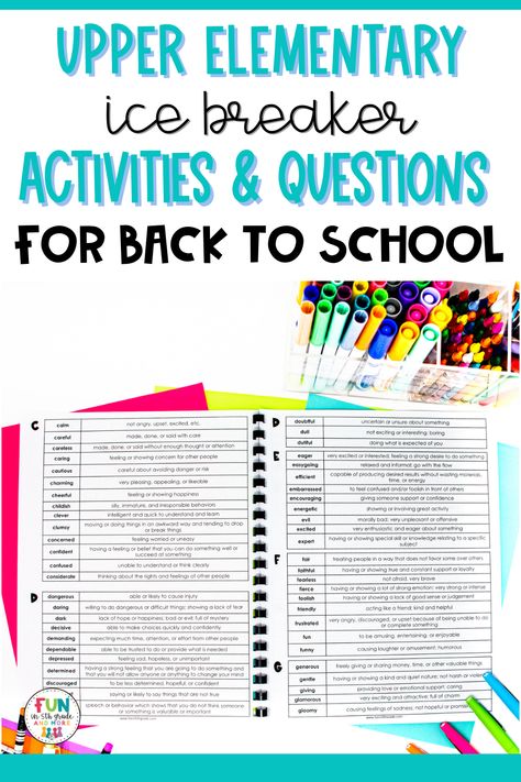 Getting To Know Your Students, Elementry School, First Days Of School, Classroom Routines And Procedures, Classroom Engagement, Classroom Meetings, Ice Breaker Questions, Back To School Activity, Student Rewards