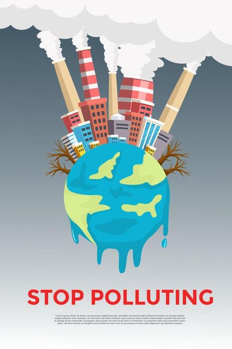 Globalization Poster Ideas, Poster Environment, Factory Chimney, Pollution Poster, Air Pollution Poster, Save Earth Posters, Save Earth Drawing, Environmental Posters, Earth Drawings