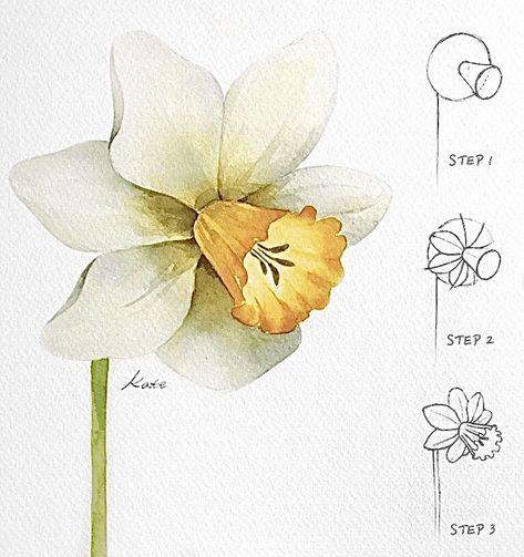 Ako Kresliť, Drawing Hands, Flower Drawing Tutorials, Flower Art Drawing, Drawing Faces, Flower Sketches, Floral Drawing, Watercolor Flower Art, Watercolor Paintings Tutorials