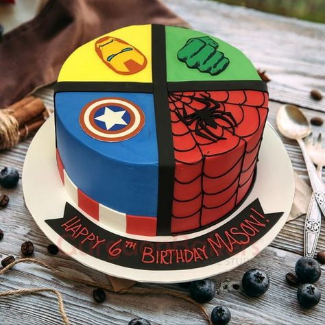 6 Year Birthday Cake For Boy, Birthday Cakes For 6 Year Boy, Cake For 6 Year Boy, Unique Birthday Cakes For Kids Boys, Birthday Cake For 6 Year Boy, 6th Birthday Cake Boys, Avenger Theme Cake, Boys Birthday Cake Ideas, Avengers Themed Cakes