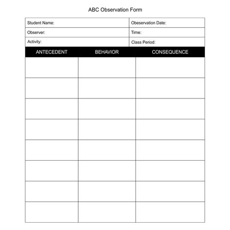 Student Behavior Observation Form Template Teacher Observation Form, Daily Behavior Report, Letters Activity, Behavior Report, Teacher Observation, Teacher Forms, Calming Corner, Body Paragraphs, Choice Board