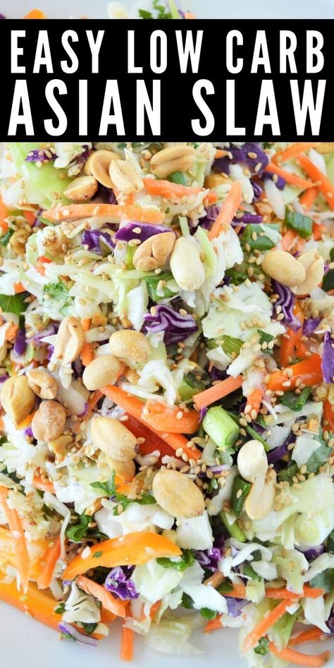 Low Carb Asian Slaw #lowcarbasianslaw #asianslaw Low Carb Asian, Asian Slaw Recipe, Asian Coleslaw, Low Carb Low Fat Recipes, Asian Slaw, Boiled Egg Diet Plan, Low Carb Salad, Boiled Egg Diet, Low Carb Sides