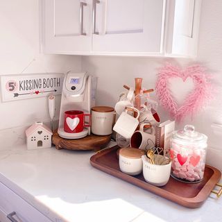 Rosio | The Target Explorer (@thetargetexplorer) • Instagram photos and videos Coffee Bar Essentials, Coffee Wall Art Printable, Coffee Bar Design, Diy Valentine's Day Decorations, Bar Inspiration, Heart Shaped Wreaths, Coffee Wall Art, Coffee Bar Home, Bar Essentials