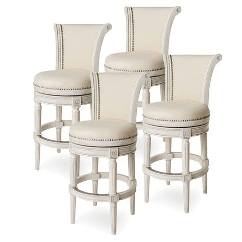 PRICES MAY VARY. Our set of 4 Pullman Swivel Bar Stools is the epitome of classic elegance, designed with premium materials and tasteful styling to bring a touch of luxury to your home; Featuring a beautiful White Oak Finish and Natural Fabric Upholstery, these stools will elevate any kitchen or bar area Expertly crafted from solid kiln-dried hardwood, each stool is built to last; The frame is reinforced with sturdy mortise and tenon joinery, ensuring it will remain a beloved piece for years to White Oak Bar, Pullman Kitchen, White Oak Finish, Oak Bar, Bistro Dining Table, Kitchen Counter Stools, Swivel Counter Stools, Swivel Bar Stool, Bar Height Stools