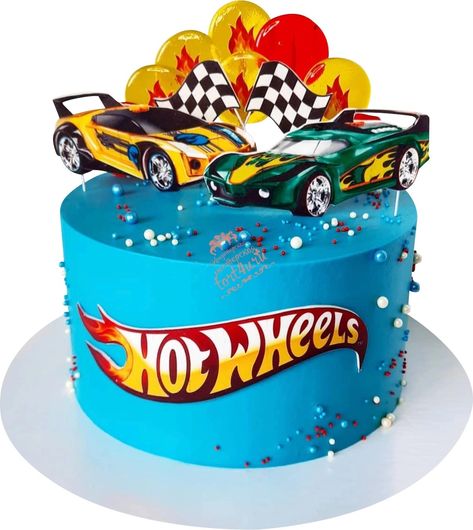 Hot Wheels Birthday Cake Buttercream, 2 Year Boy Birthday Cake, Birthday Cake Mcqueen, Hot Wheels Torte, Mcqueen Cake Design, Mcqueen Theme Cake, Pastel Hot Wheels, Cake Mcqueen, Cars Theme Birthday Cake