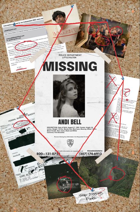 Andie Bell Missing Poster, Missing Poster Aesthetic, Escape Room Aesthetic, Ravi Agggtm, Andie Bell, Good Girls Guide, Holly Jackson, As Good As Dead, Detective Aesthetic