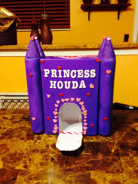 Princess castle valentines box  I have a mail box already that I can insert into the other box for the cards and as a draw bridge Cinderella Valentines Boxes, Valentines Box Castle, Unicorn Shoe Box Valentines, Valentines Box Vanity, Valentine’s Day Box Unicorn, Card Box Holder, Princess Castle, Valentine Box, Mailbox