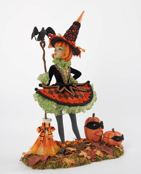 Seasonal Decor Fall, Bat Animal, Witch Figurines, Halloween Figures, Katherine's Collection, Witch Doll, Witch Decor, Halloween Displays, Masks Masquerade