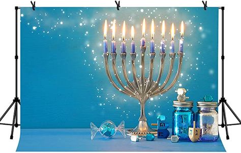 LYLYCTY 7x5Ft Hanukkah Backdrop Decorated Candlestick with Blue Background Photography Background Vinyl Theme Party Banner Photo Shooting Props Backgrounds LYZY1076: Amazon.ca: Camera & Photo Hanukkah Background, Hanukkah Diy, Happy Hannukah, Digital Photography Backgrounds, Banner Photo, Holiday Images, Jewish Holiday, Background Photography, Jewish Art