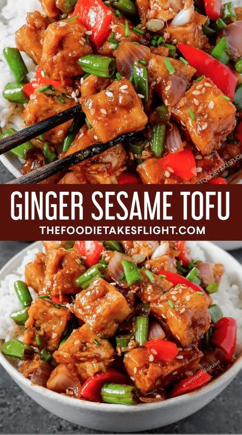 Ginger Dinner Recipes Vegetarian, Vegetarian Wok Recipes, Wok Recipes Vegetarian, Vegan Ginger Recipes, Ginger Tofu Recipes, Tofu Wok Recipes, Tofu And Vegetables Recipes, Tofu With Vegetables, Healthy Tofu Recipes