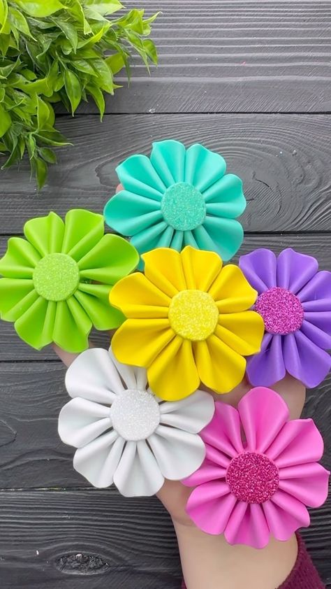 VIKI Studio Crafts 💥 DIY Tutorials | WoW! Easy Craft Ideas! #reels #fyp #craft #craftideas | Instagram How To Make Artificial Flowers, Foam Flowers Diy, Paper Flower Projects, Diy Styrofoam Crafts, Foam Ornaments, Styrofoam Crafts, Flower Projects, Paper Flowers Diy Easy, Foam Sheet Crafts