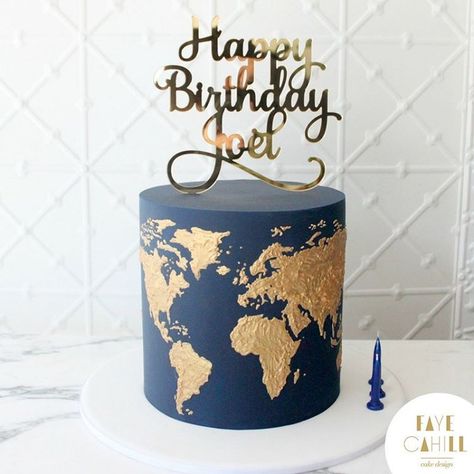 "To Travel is to Live"! Birthday Cake for a travel-lover! 🌏 #FayeCahillCakeDesign 18th Birthday Cake For Guys, 21st Birthday Cake For Guys, 25th Birthday Cakes, Travel Cake, Gold Birthday Cake, Yoghurt Cake, 18th Birthday Cake, Birthday Cakes For Men, Beautiful Birthday Cakes