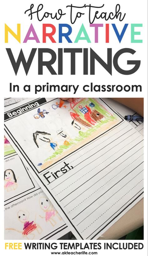 Writing Narratives (Free Writing Template Included!) - A Kinderteacher Life Reception Writing, Writing Eyfs, Sped Organization, Writing Narratives, Narrative Writing Lessons, Reading Support, Teaching Narrative Writing, Narrative Writing Prompts, Second Grade Writing