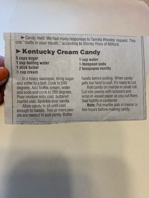 Ky Cream Pull Candy, Kentucky Cream Pull Candy Recipe, Cream Pull Candy Recipe, Kentucky Pulled Cream Candy, Cream Candy Recipe Kentucky, Kentucky Cream Pull Candy, Old Fashion Candy Recipe, Vintage Candy Recipes, Cream Candy Recipe