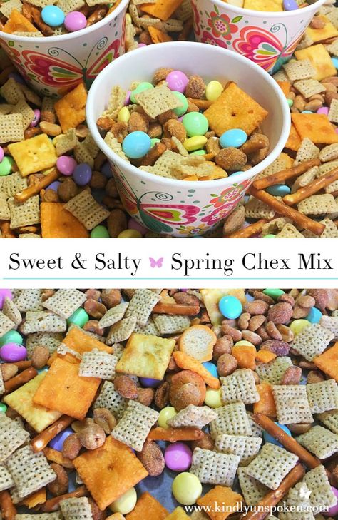 Spring Snack Mix, Easter Snack Mix, Salty Chex Mix, Chex Mix Recipes Sweet, Sweet Chex Mix, Sweet Chex, Snack Mix Recipe, Spring Snacks, Christian Lifestyle Blog