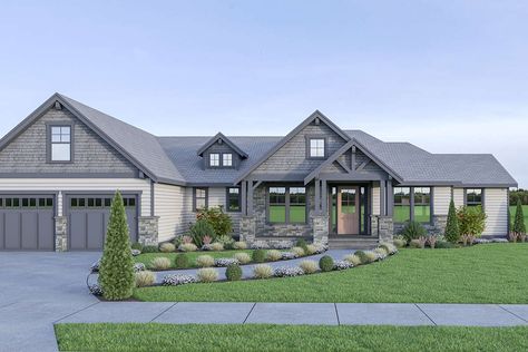 Rustic Craftsman House Plans, Rustic Craftsman, Craftsman Ranch, Pretty Homes, Cottage Plans, 3d House Plans, Sims Builds, Basement Floor Plans, Ranch Style House Plans