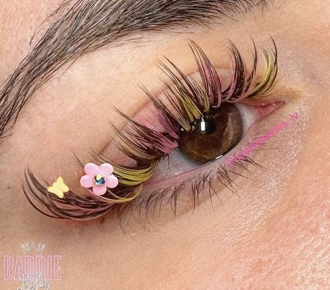 Lash Color Extensions, Yellow Lash Extensions, Orange Lash Extensions, Colorful Lash Extensions, Color Lashes Extensions, Lash Extensions With Color, Rainbow Lashes, Color Lash Extensions, Fairy Lashes