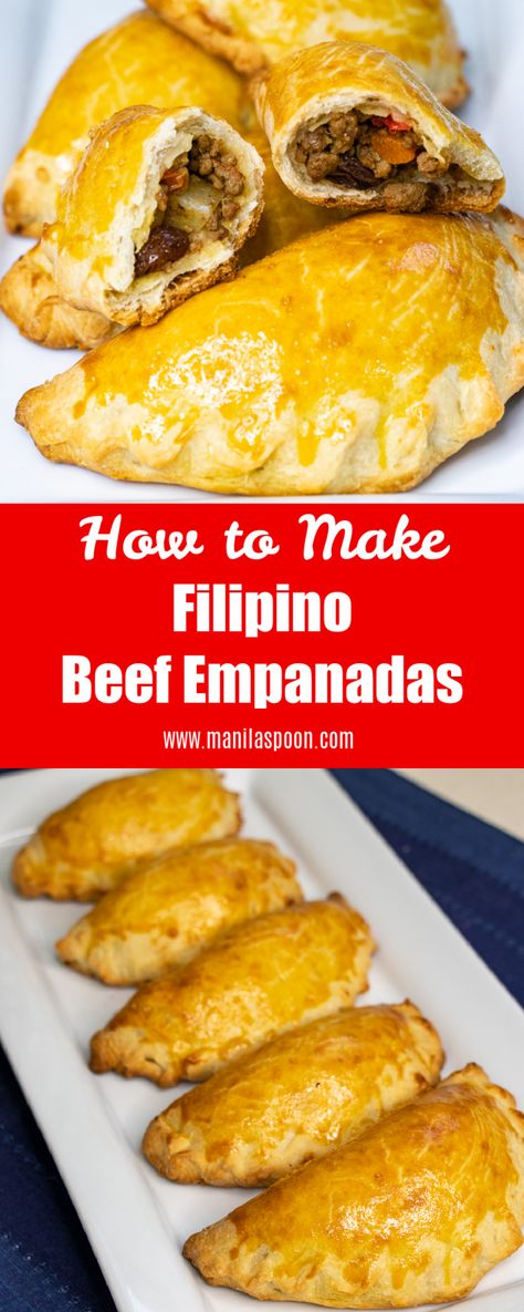 Savory Empanadas, Filipino Empanada, Pocket Recipes, Mexican Recipies, Beef Empanadas Recipe, Philippine Food, Superbowl Food, Hispanic Recipes, Filipino Recipe