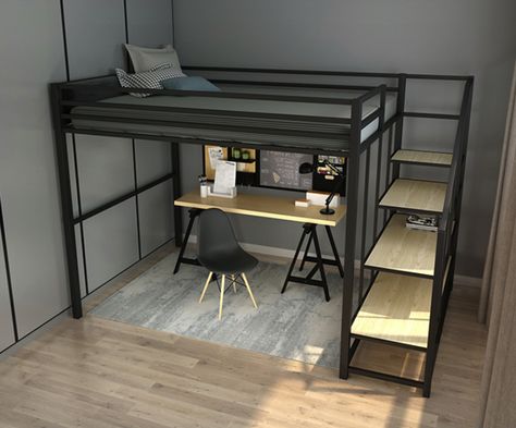 Bed Frame Adult Loft Bed School Home Hotel Hostel Use Bunk Bed Shenyang Metal Iron JZD Single Queen King Dorm Adult Student| Alibaba.com Mezzanine Loft, Adult Loft Bed, Queen Loft Beds, Modern Loft Bed, Bed Loft, Desk Product, Mezzanine Bed, Adult Bunk Beds, Vibe Bedroom