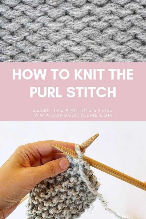 How To Purl, Tutorial Knitting, Easy Knitting Projects, Knitting Basics, Knitting Tutorials, Beginner Knitting Projects, Purl Stitch, Easy Knitting Patterns, How To Knit