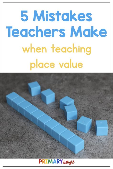 Teaching place value in 1st grade can be tricky. This blog post shares some key place value activities to help your students develop a solid understanding in this key math skill. Learning about place value in first grade will help students be successful with future math work down the road. Remembering a few key tips will make your place value instruction clear for your first and second grade students. This blog post shares common teaching mistakes and how to avoid them. Place Value Math Games, Teaching Place Value, Skill Learning, Teaching Place Values, Place Value Activities, Teaching Second Grade, Math Place Value, Go Math, Math Intervention