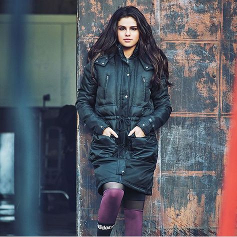 On days like these, @selenagomez's Arctic Parka is a lifesaver. #LiveYourStyle  Find yours here http://adidas.com/selena_gomez Selena Gomez Adidas, Guy Aroch, Selena Gomez Wallpaper, Selena Pictures, Monster Energy Girls, I Love Selena Gomez, Arctic Parka, Selena Gomez Photoshoot, Selena Gomez Cute