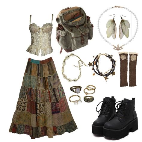 Outfits inspo fairycore Mystic Archetype Aesthetic Fashion, Fairy Grunge Outfit, Effy Stonem, Mode Hippie, Boho Outfit, Cottagecore Outfits, Earthy Outfits, Estilo Hippie, Fairy Clothes