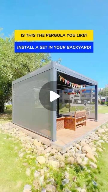 @iwantawindows on Instagram: "A modern backyard with technology, enjoying outdoor living at home. #pergoladesign #pergola #fyp #sourcefactory #losangeleslife #sunroom #courtyard" Sunroom Courtyard, Modern Backyard, Pergola Designs, April 26, Instagram A, Pergola, Outdoor Living, At Home, Technology