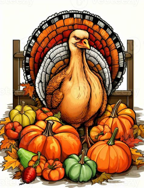 arafly colored turkey standing in front of a pile of pumpkins. generative ai. Thanksgiving Turkey, Infographic Design, Pumpkins, Vector Free, Photo And Video, Color, Design