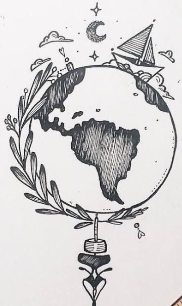 Travel Drawing, Sketches Easy, Travel Tattoo, A Drawing, Art Drawings Sketches, Drawing Inspiration, Cool Drawings, Doodle Art, Geography