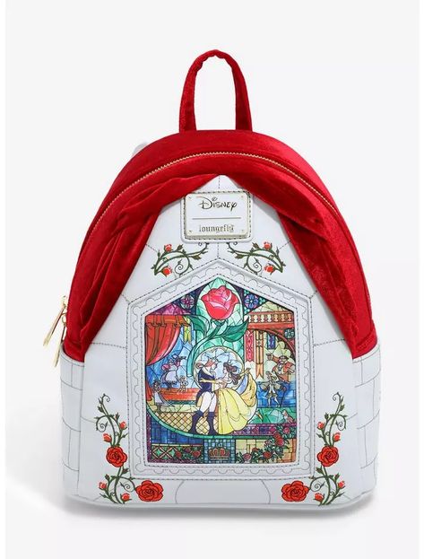 Stained Glass Portrait, Glass Portrait, Loungefly Purse, Beauty And Beast Wedding, Cute Mini Backpacks, Glass Curtain, Velvet Drapes, Loungefly Bag, Disney Bag