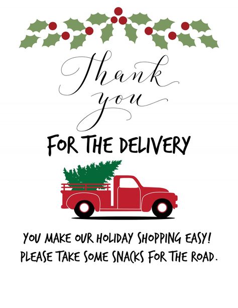 Delivery Driver Snack Basket Sign, Delivery Driver Snack Basket, Snacks Sign, Printable Signs Free, Snack Basket, Thank You Printable, Christmas Mail, Thank You Sign, Delivery Driver