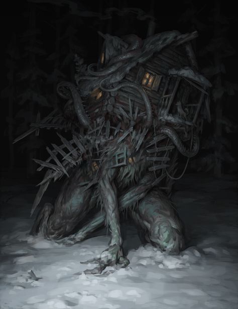 ArtStation - Baba Yaga's house Dnd Events, Baba Yaga House, Magic Creatures, Creature Ideas, Folk Lore, Dark Creatures, Monster House, Fantasy Creature, Rpg Map