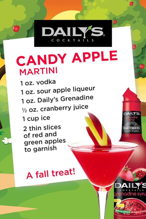 It’s time for an apple cocktail that gives you all the fall vibes plus a candy twist that’ll get you excited for trick or treatin’ season.🍎🍸Meet the Candy Apple Martini. We think you’ll get along. 😏 #Its5OclockSomewhere #CocktailsAtHome #DrinksofInstagram #CocktailsofInstagram #Mixology #FallCocktails #FunDrinking #FallCocktail #CocktailHour #HumpDay #CocktailRecipe #CocktailLovers #CandyAppleMartini #AppleMartini #MartiniRecipe #FallVibes #Dailys #DailysCocktails Kamikaze Recipe, Peach Daiquiri Recipe, Apple Martini Recipe, Mojito Mix, Strawberry Daiquiri Recipe, Peach Daiquiri, Daiquiri Recipe, Drinks At Home, Apple Cocktail