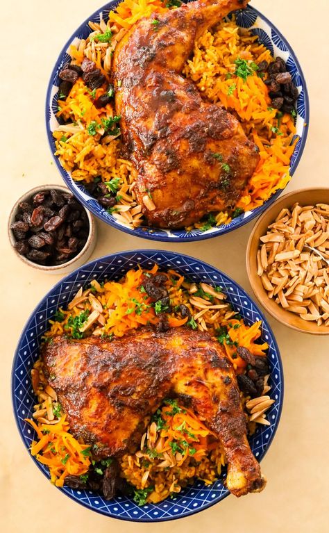 Chicken Kabsa , The national dish of Saudi Arabia, Kabsa, is the most comforting dish packed with rice, meat, and so many warm flavors! It is typically enjoyed in a Elote Dip, Kabsa Recipe, Oven Baked Shrimp, Hadid Pasta, Pizza Puffs, Persian Chicken, Oil Noodles, Pistachio Chocolate, Sauteed Carrots