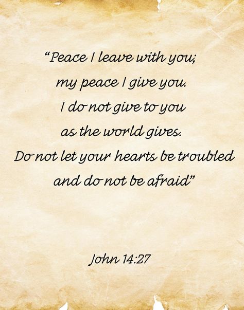 "Peace I leave with you; my peace I give you." - John 14:27 (Jesus) Bring a sense of calm and serenity into your home with this beautifully designed digital print of one of Jesus' most comforting promises. Perfect for any room, this inspiring verse from John 14:27 reminds us of the deep peace that transcends worldly concerns and invites us to rest in faith. Whether you're looking for a thoughtful gift or a personal reminder to stay grounded, this timeless message offers daily encouragement and h Peace I Leave With You, Bible Verse On Peace, Peace Bible Verses, Protect Your Peace Bible Verse, Peace Bible Verse, Make Peace With The Things You Can’t Change, Bible Verse Art Print, Psalm 92:12-15 Palm Trees, Custom Bible