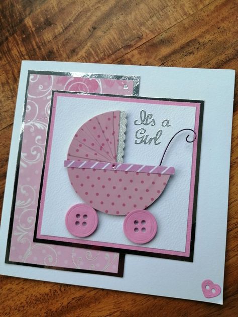 Handmade baby girl card New Baby Cards Handmade Simple, New Baby Girl Cards Handmade, Baby Girl Card Ideas, Homemade Baby Cards, Baby Girl Cards Handmade, New Baby Cards Handmade, Baby Cards Handmade Girl, Baby Shower Cards Handmade, Handmade Baby Shower Invitations