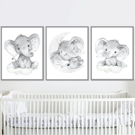 Elephant Wall Decoration Baby Girl Boy Nursery Art Prints Kids Room set of 3 Animals Children posters Neutral Theme digital gray Baby Nursery Elephant Theme, Nursery Ideas Elephant Theme, Elephant Themed Nursery Girl, Elephant Nursery Ideas, Baby Boy Nursery Elephant Theme, Elephant Theme Nursery, Elephant Nursery Boy, Grey Elephant Nursery, Baby Elephant Nursery