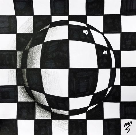 3d sphere (sharpie and black colored pencil) 3d Sphere Drawing, Drawing For Magazine, Drawing For Competition, Pencil Drawing Inspiration, Illusion Kunst, Op Art Lessons, 3d Sphere, Opt Art, Optical Illusion Drawing