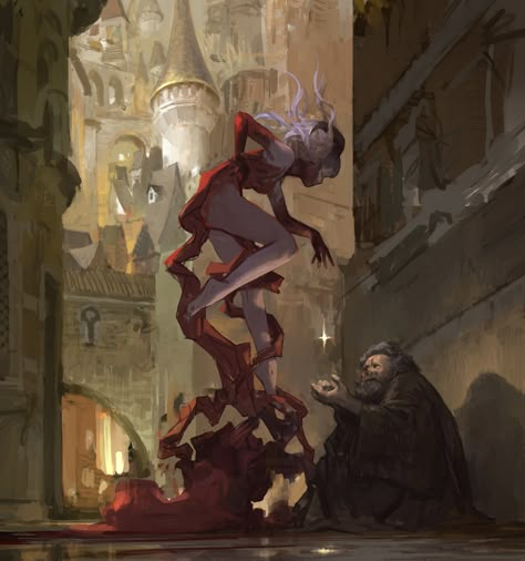 ArtStation - Return to the world, Luca Xu 다크 판타지, Art Fantasy, Arte Fantasy, 판타지 아트, Painting Drawing, Fantasy Inspiration, Fantasy Artwork, Dark Fantasy Art, Fantasy Character Design