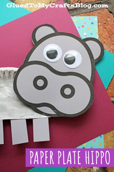 Hippo Art Preschool, Hippo Craft, Hippo Crafts, Cool Crafts For Kids, Safari Crafts, Craft Ideas With Paper, Zoo Crafts, Paper Plate Animals, Zoo Animal Crafts