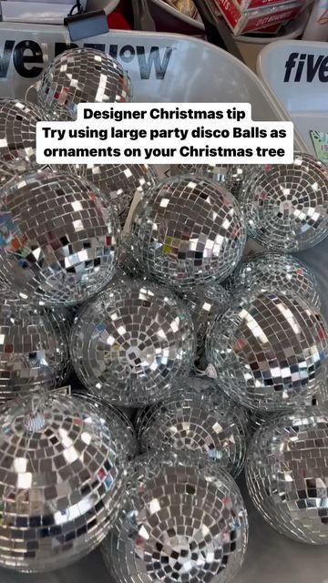 Large Christmas Tree Balls, Disco Ball Theme Christmas Tree, Disco Ball Christmas Tree Ornaments, Disco Ball Tree Christmas, Disco Ball Ornaments Christmas Trees, Christmas Tree Disco Ball, Disco Ball Christmas Tree Decoration, Mirrorball Christmas Tree, Mirror Ball Christmas Tree