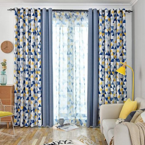 Blue And Yellow Curtains, Yellow Curtains Living Room, Curtains Living Room Modern, Yellow Curtains, Plain Curtains, Living Room Decor Curtains, Stylish Curtains, Curtains Living, Kids Curtains