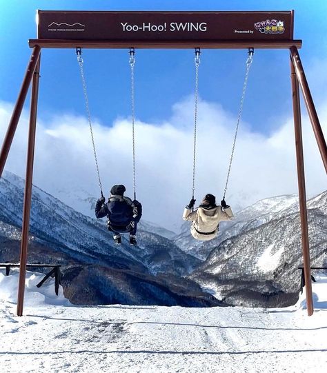 This is definitely one way to feel on top of the world! 🏔 The Yoo-Hoo Swing at Nagano’s Hakuba Resort is located at the summit area of Mount Iwatake, and for ¥500 you can enjoy feeling like you’re flying high above the clouds! 📷: @janon_japan —– 📍Hakuba Iwatake Mountain Resort, #Nagano . . . . [...] The post Japan Travel: This is definitely one way to feel on top of the world! The Yoo-Hoo Swing at Na… appeared first on Alo Japan. Japan Ski Resort, Hakuba Japan Skiing, Hakuba Japan, Yoo Hoo, Winter In Japan, Nagano Japan, Japan Photography, On Top Of The World, Flying High