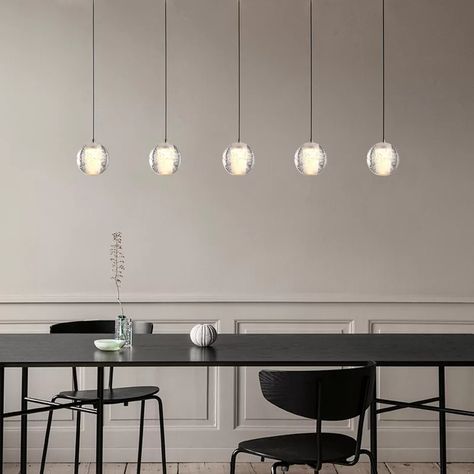 Wrought Studio Veroniza 5-Light Kitchen Island Linear Pendant & Reviews | Wayfair Chrome Kitchen, Kitchen Island Pendant, Kitchen Island Linear Pendant, Light Kitchen Island, Light Kitchen, 3 Light Pendant, Kitchen Island Pendants, Linear Pendant, Crystal Sphere