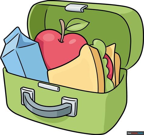 Learn How to Draw a Lunch Box: Easy Step-by-Step Drawing Tutorial for Kids and Beginners. See the full tutorial at https://easydrawingguides.com/how-to-draw-a-lunch-box/ Bento Box Drawing, Bento Box Lunch Drawing, How To Draw A Picnic Basket, Easy Lunch Box Drawings, Lunch Bag Drawings, Backpack Drawing, Metal Tool Box, Fruits Drawing, Drawing Tutorials For Kids