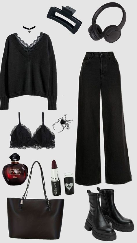 #autumnoutfit Uni Outfits, Gothic Outfits, Alternative Outfits, Goth Outfits, Autumn Outfit, Edgy Outfits, Dark Fashion, Lookbook Outfits, Dream Clothes